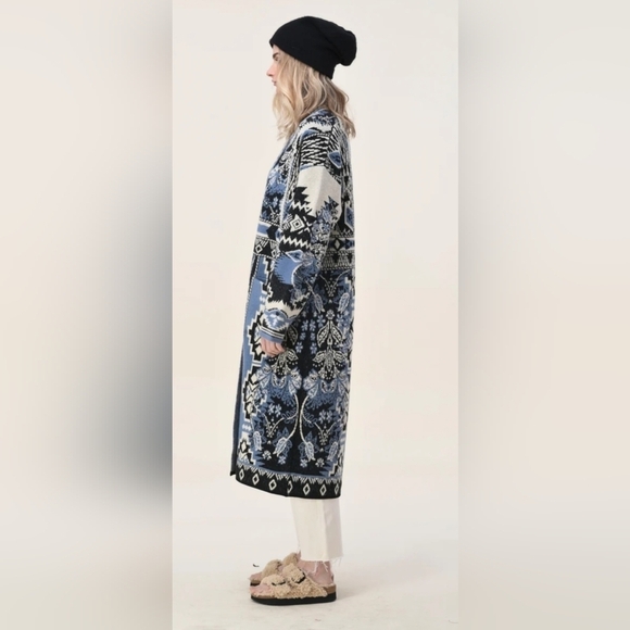 Maxsport Open Front Patch Pocket Full Length Duster Cardigan Coat Size M - Picture 3 of 14